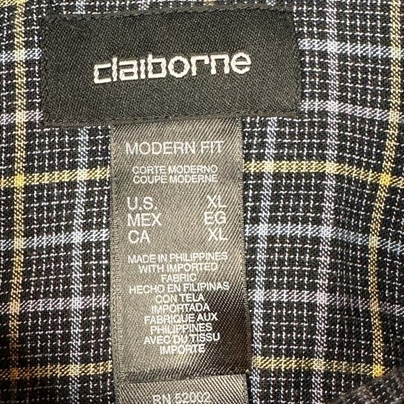 Claiborne Shirt Mens XL Blue Modern Fit Rayon Abstract Wave Pattern Long Sleeve - Picture 3 of 11